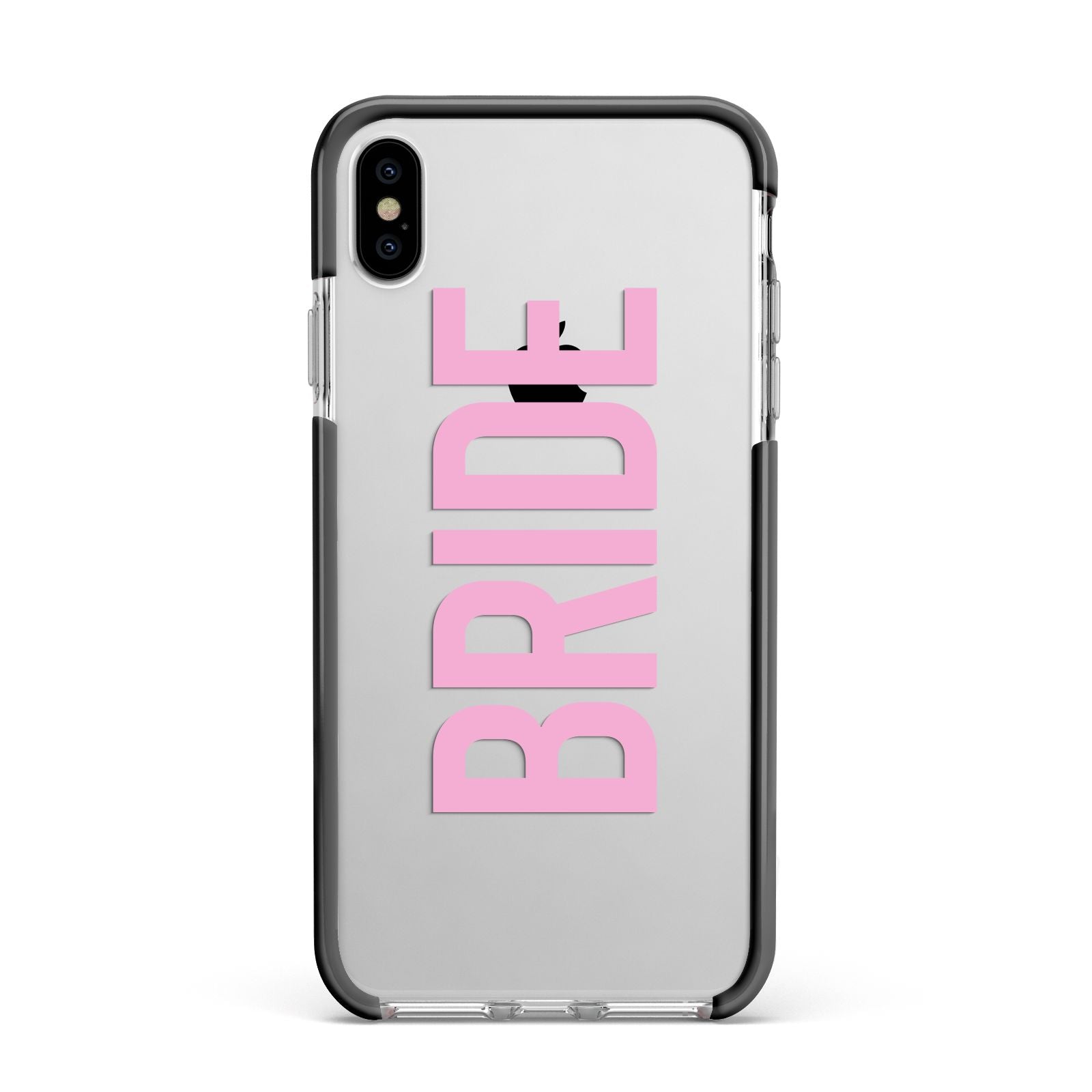 Bride Pink Apple iPhone Xs Max Impact Case Black Edge on Silver Phone