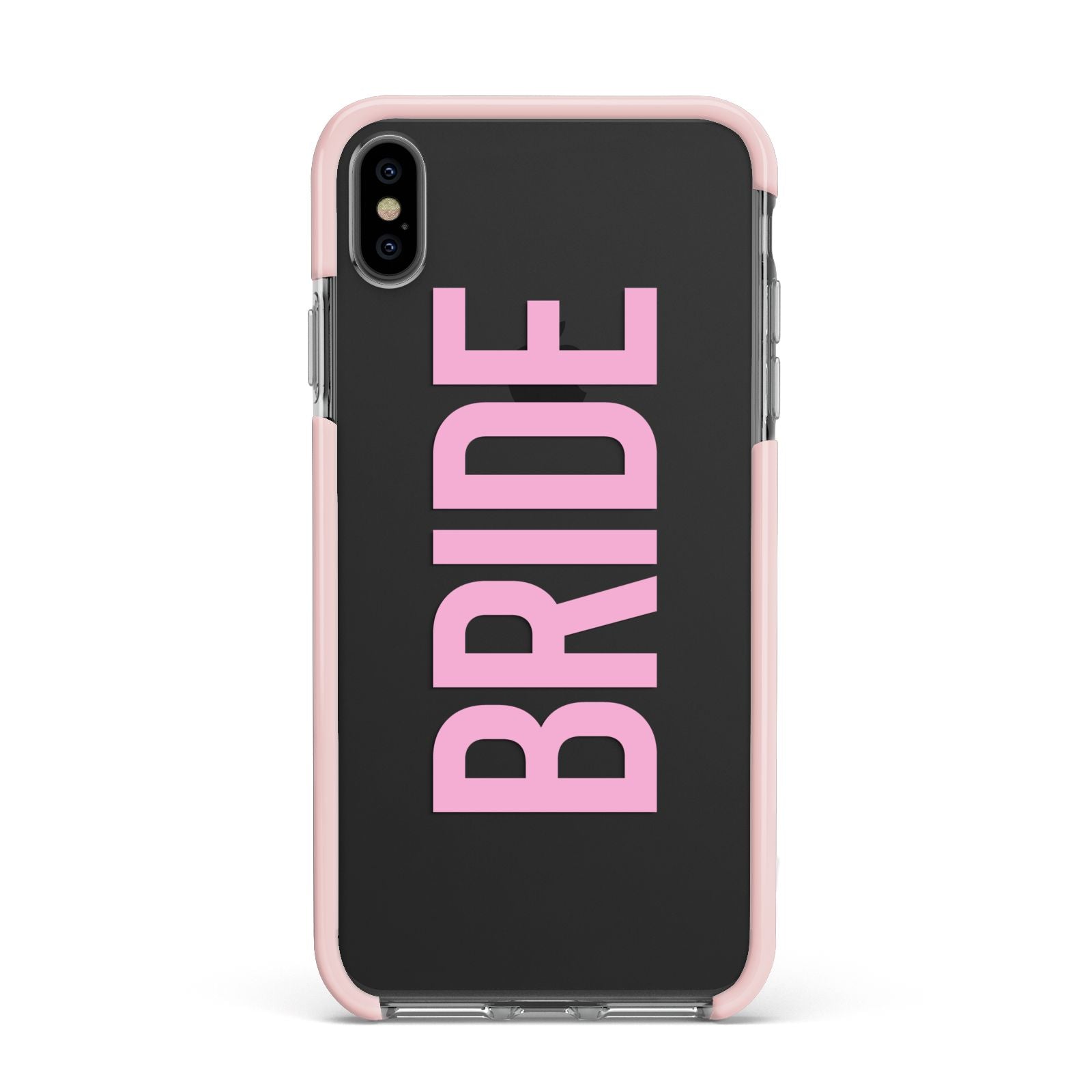 Bride Pink Apple iPhone Xs Max Impact Case Pink Edge on Black Phone