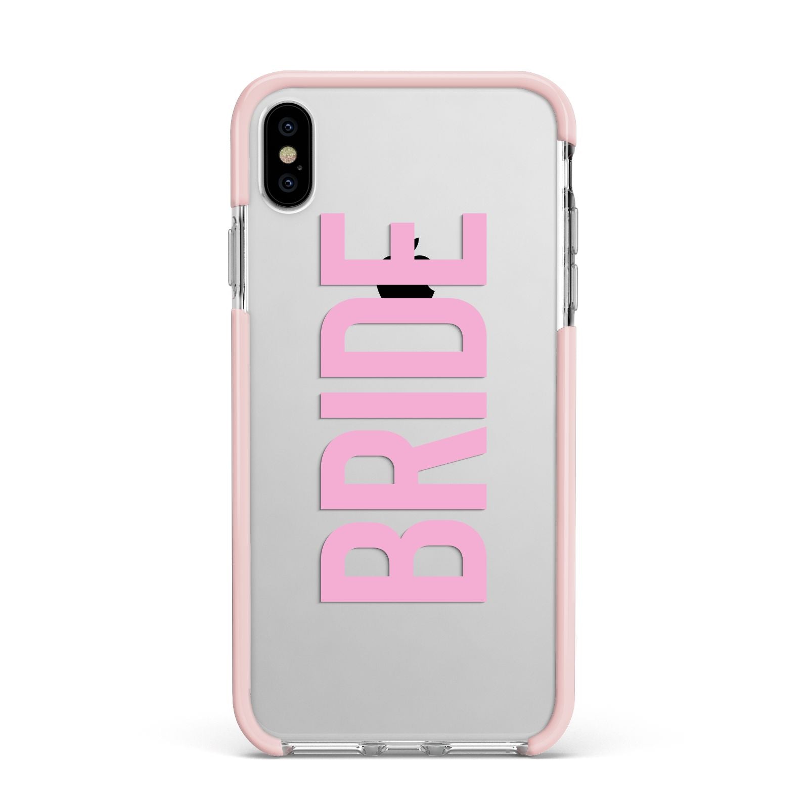 Bride Pink Apple iPhone Xs Max Impact Case Pink Edge on Silver Phone