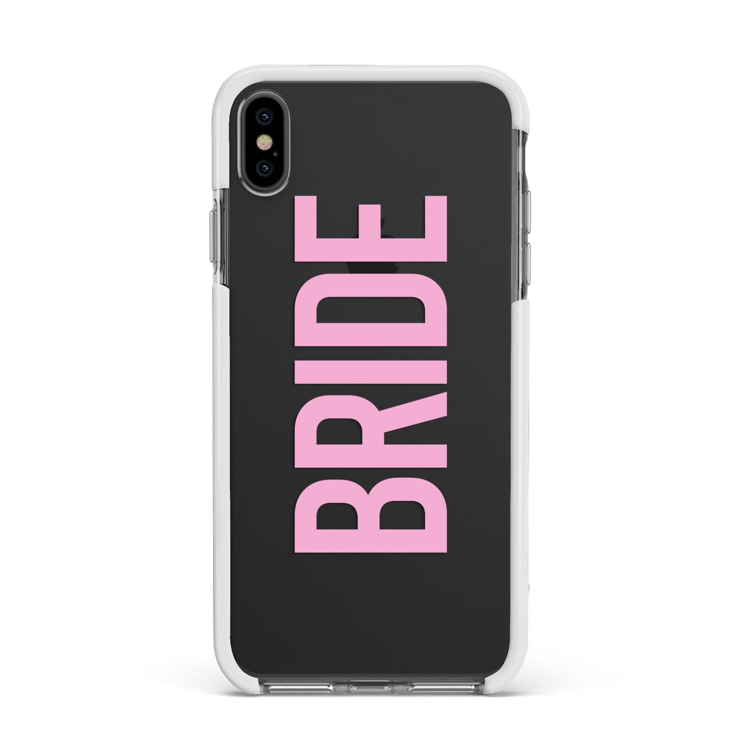 Bride Pink Apple iPhone Xs Max Impact Case White Edge on Black Phone