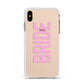 Bride Pink Apple iPhone Xs Max Impact Case White Edge on Gold Phone