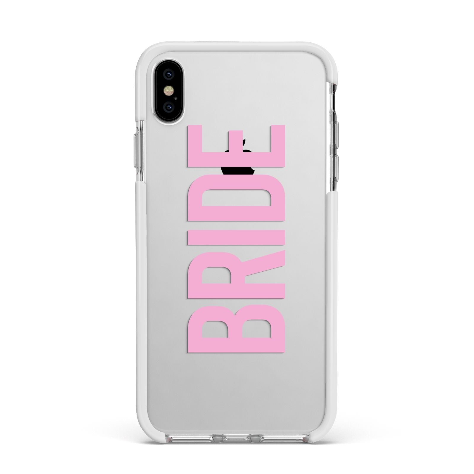 Bride Pink Apple iPhone Xs Max Impact Case White Edge on Silver Phone