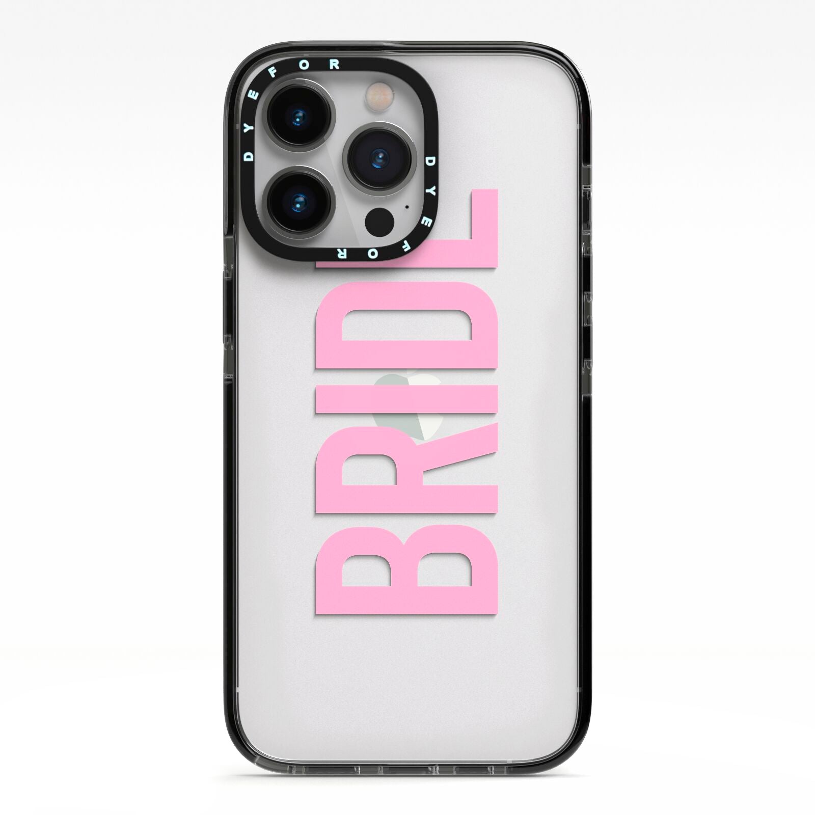 Bride Pink iPhone 13 Pro Black Impact Case on Silver phone