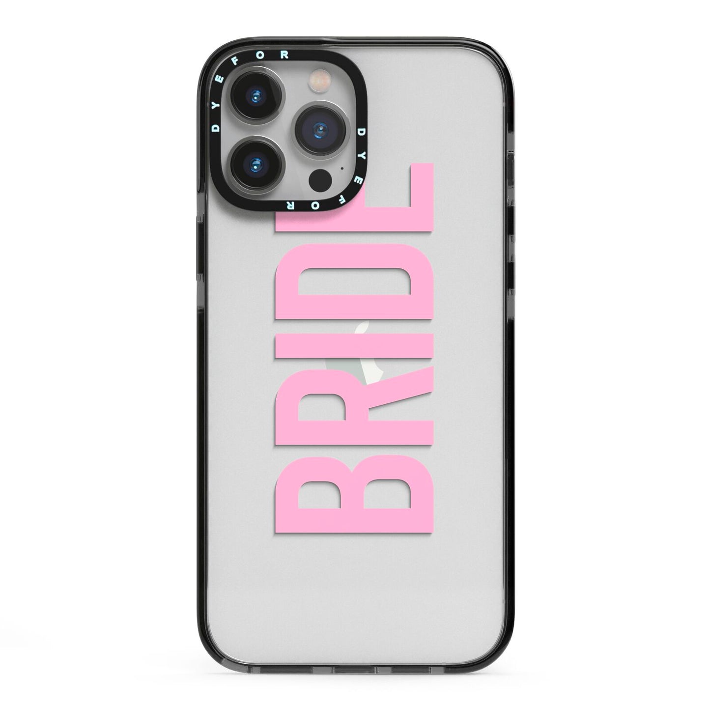 Bride Pink iPhone 13 Pro Max Black Impact Case on Silver phone