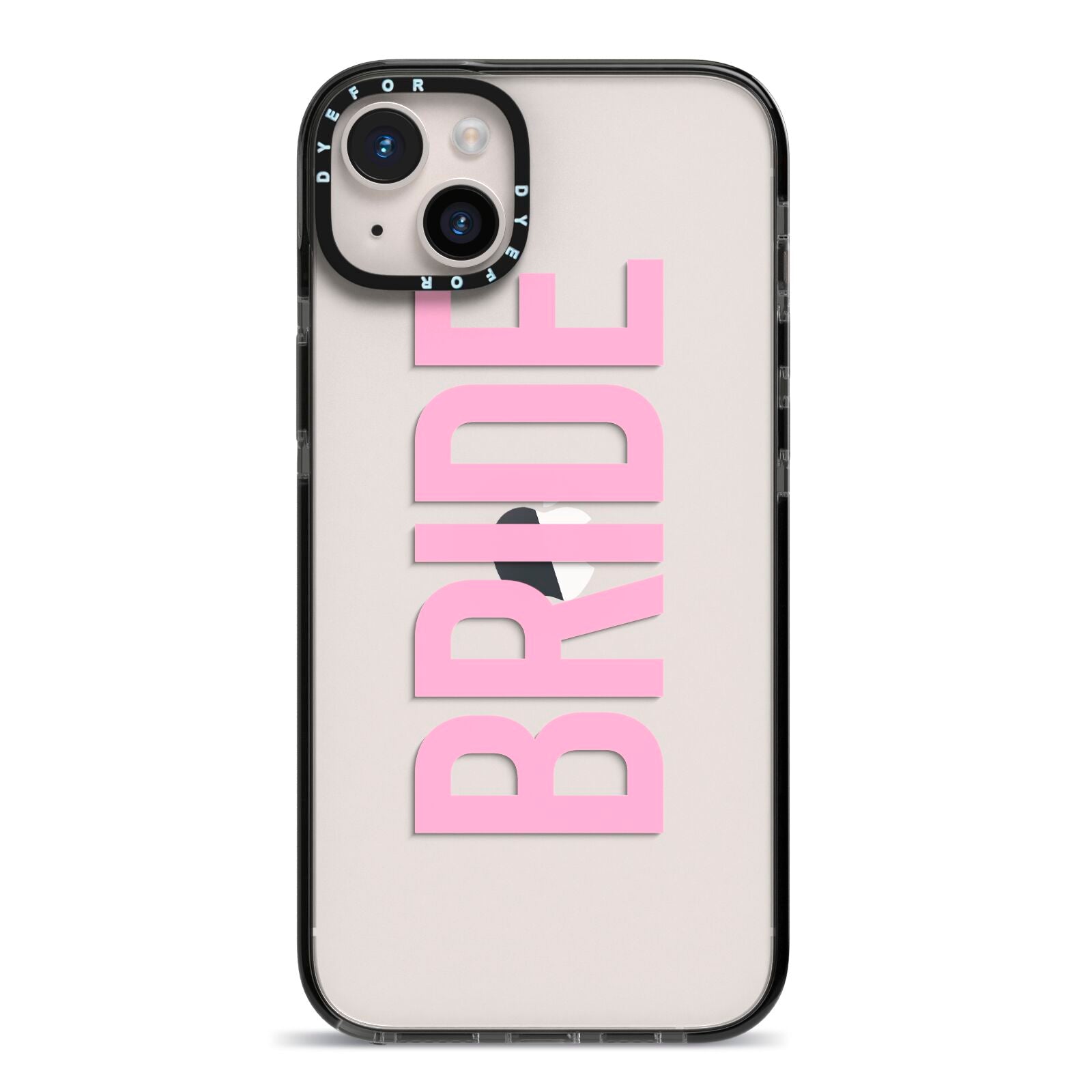 Bride Pink iPhone 14 Plus Black Impact Case on Silver phone