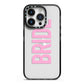 Bride Pink iPhone 14 Pro Black Impact Case on Silver phone