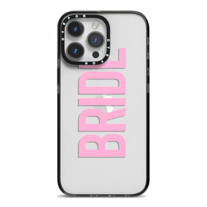 Bride Pink iPhone 14 Pro Max Black Impact Case on Silver phone