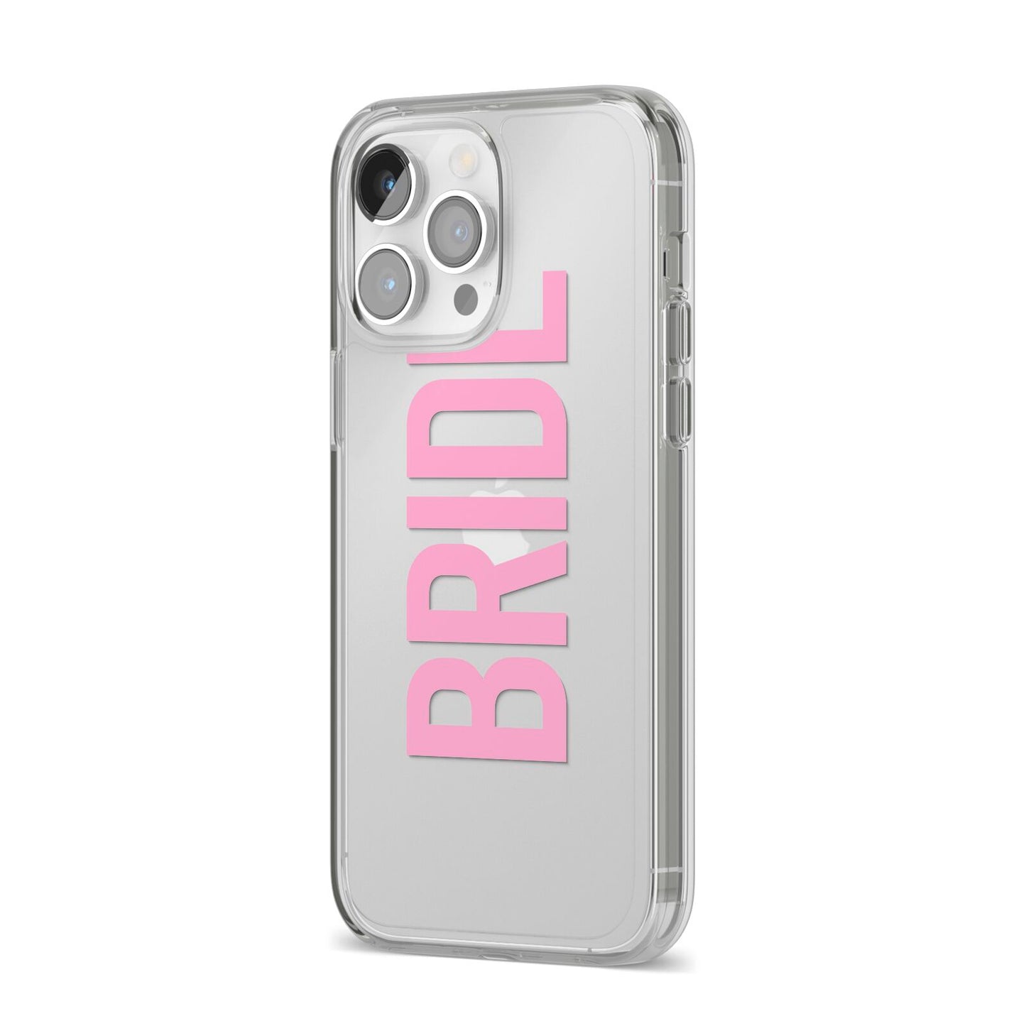 Bride Pink iPhone 14 Pro Max Clear Tough Case Silver Angled Image