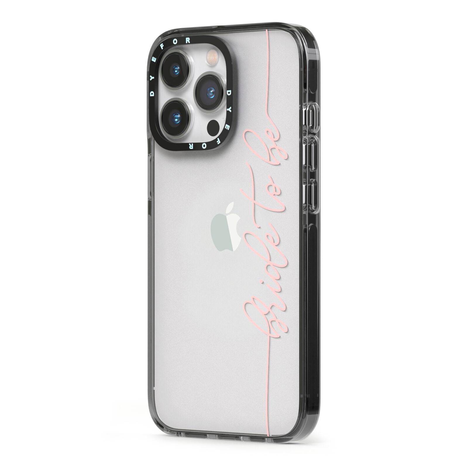 Bride To Be iPhone 13 Pro Black Impact Case Side Angle on Silver phone