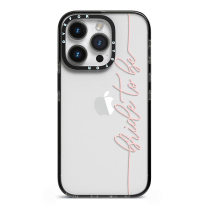 Bride To Be iPhone 14 Pro Black Impact Case on Silver phone