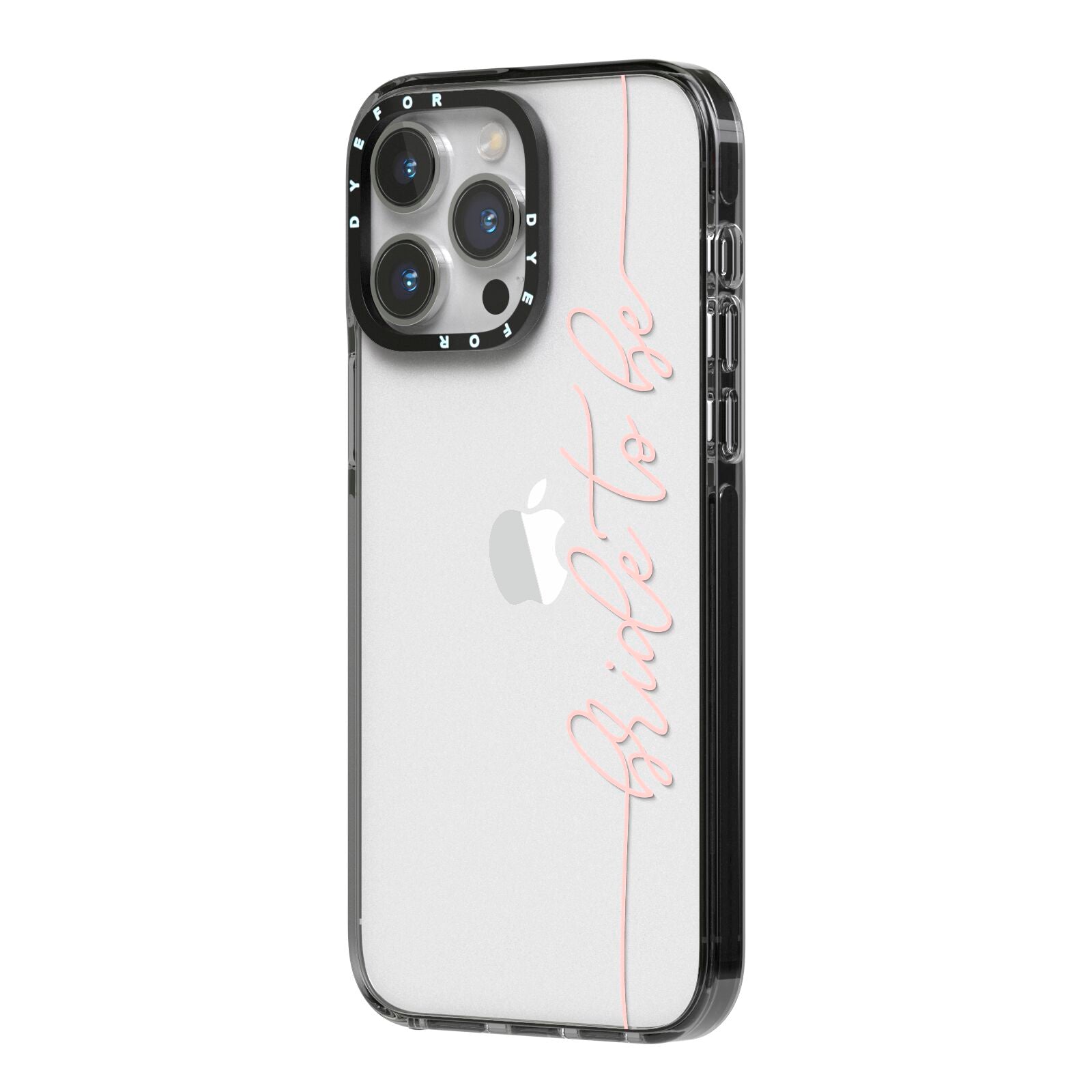 Bride To Be iPhone 14 Pro Max Black Impact Case Side Angle on Silver phone