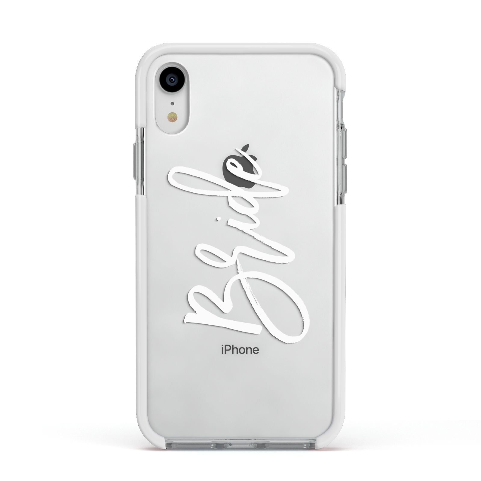 Bride Transparent Apple iPhone XR Impact Case White Edge on Silver Phone