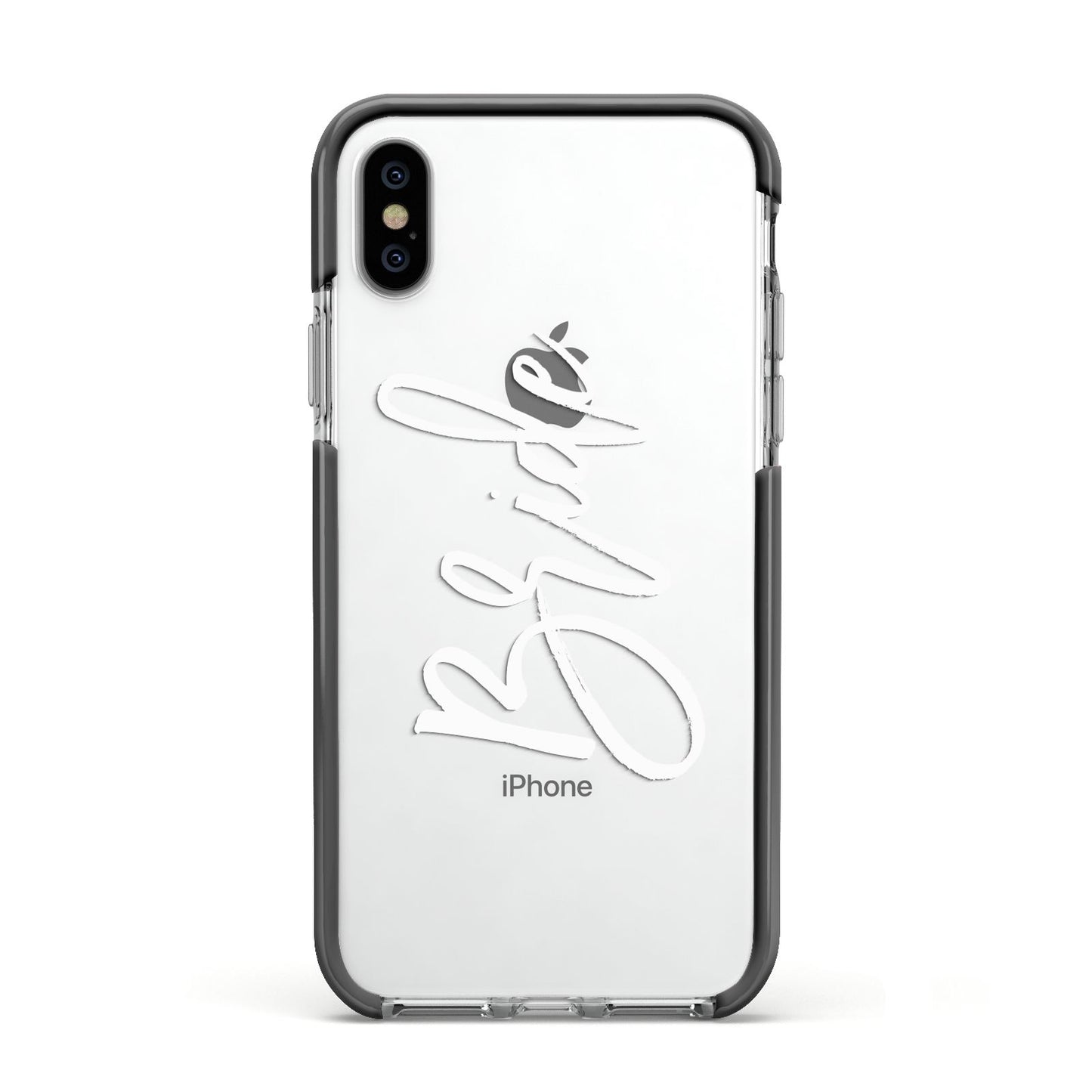 Bride Transparent Apple iPhone Xs Impact Case Black Edge on Silver Phone