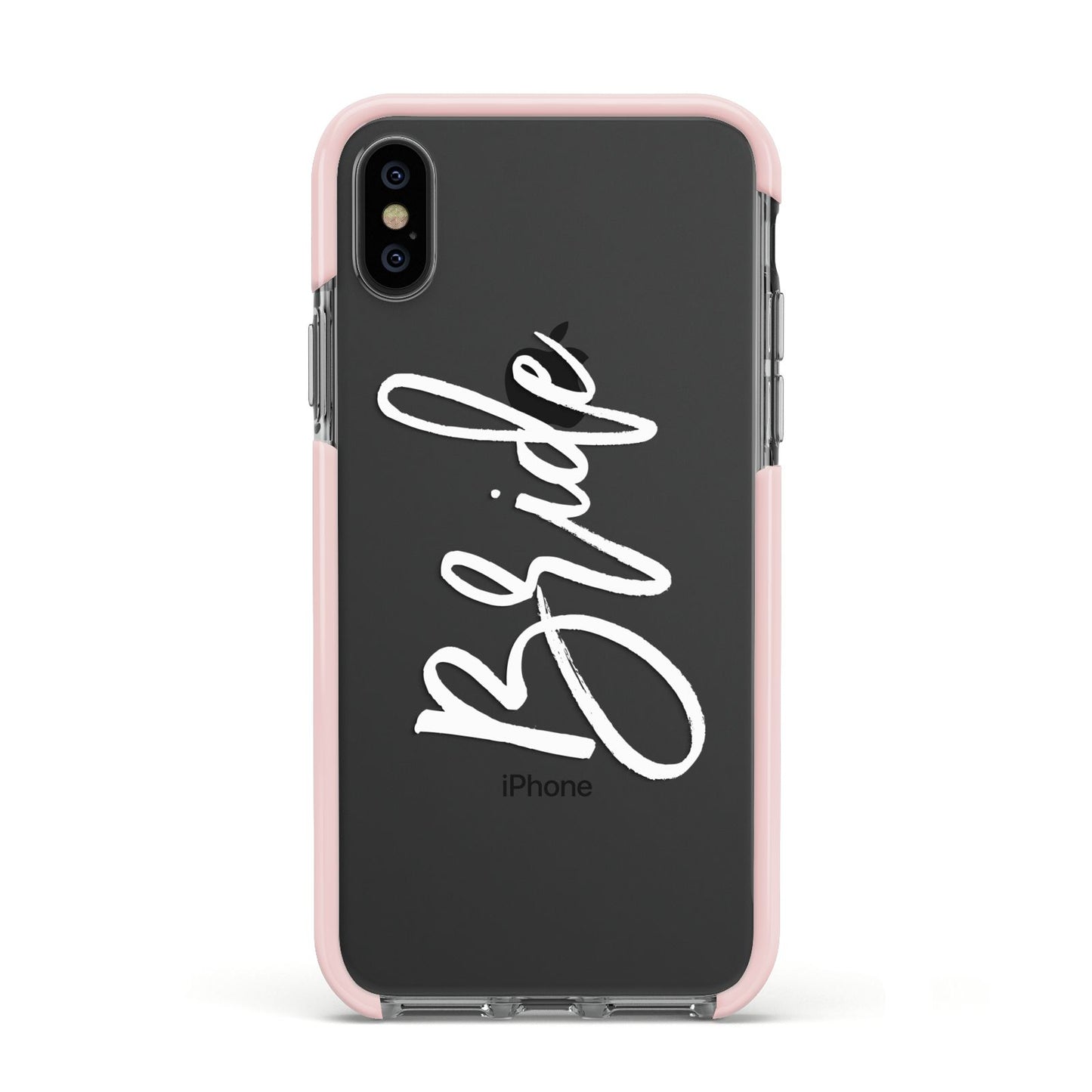 Bride Transparent Apple iPhone Xs Impact Case Pink Edge on Black Phone