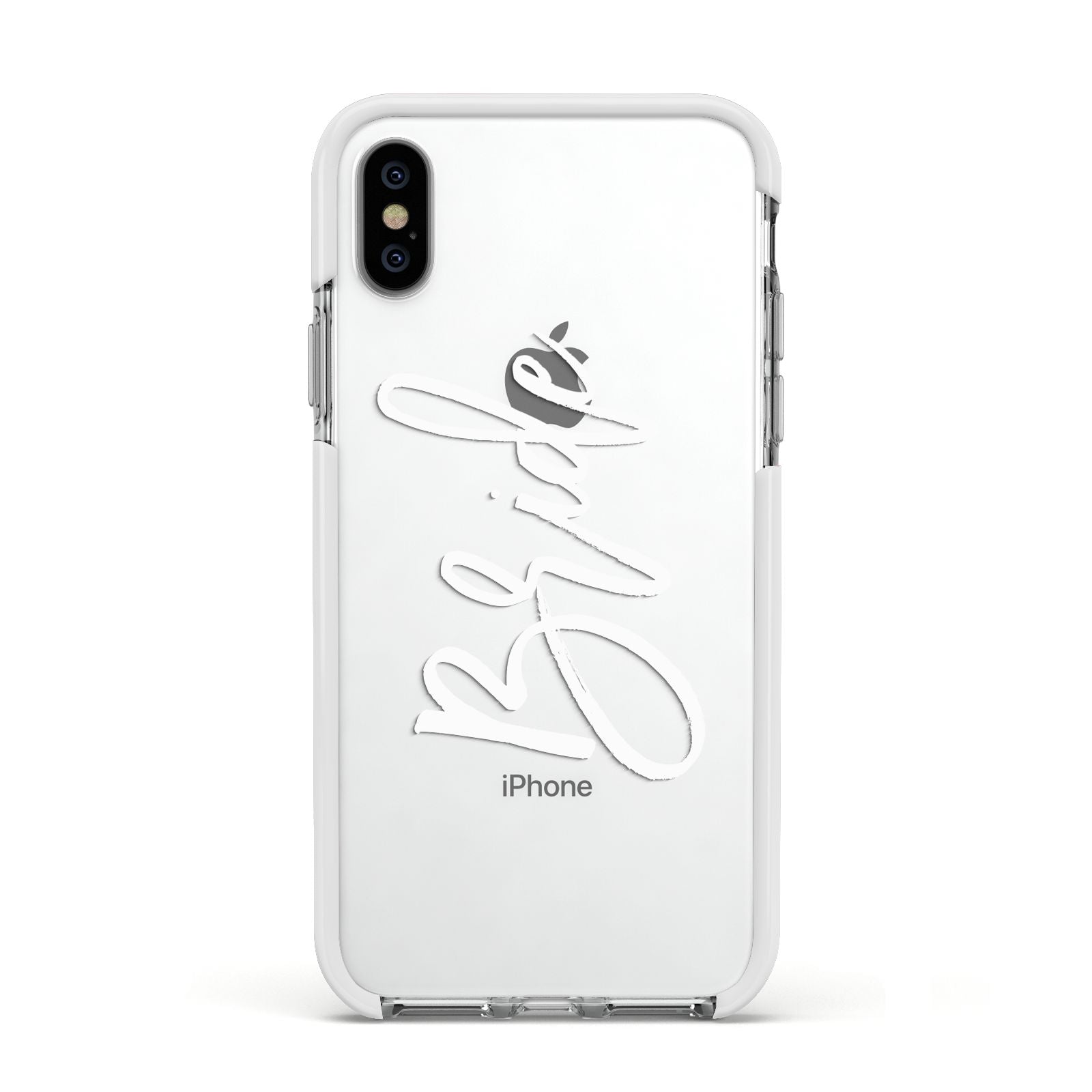 Bride Transparent Apple iPhone Xs Impact Case White Edge on Silver Phone