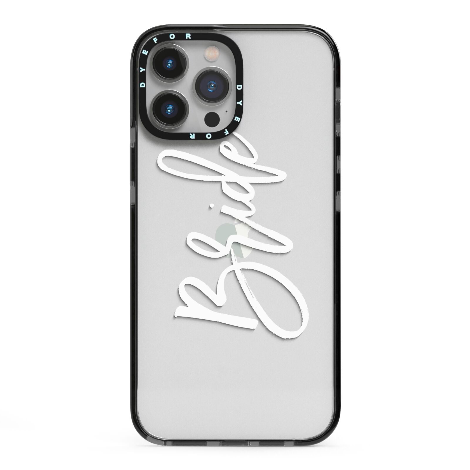 Bride Transparent iPhone 13 Pro Max Black Impact Case on Silver phone
