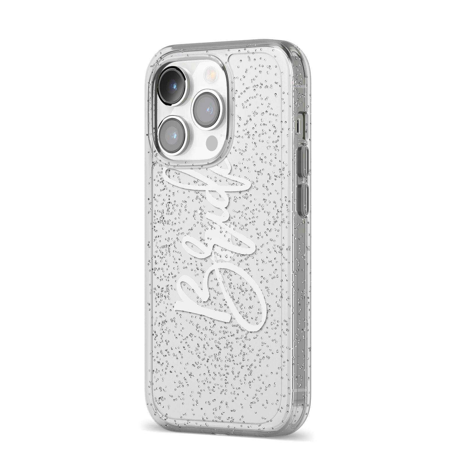 Bride Transparent iPhone 14 Pro Glitter Tough Case Silver Angled Image