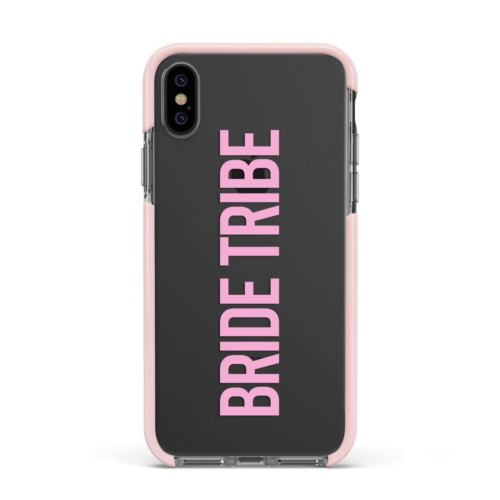 Bride Tribe Apple iPhone Xs Impact Case Pink Edge on Black Phone