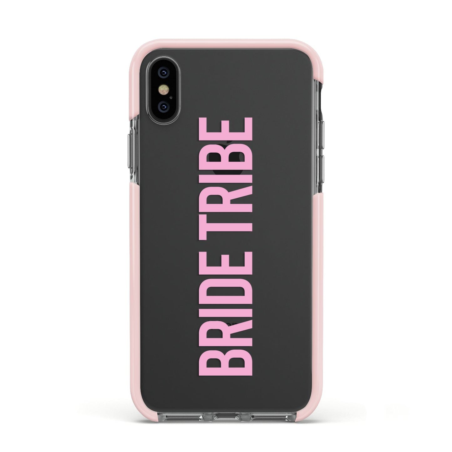 Bride Tribe Apple iPhone Xs Impact Case Pink Edge on Black Phone