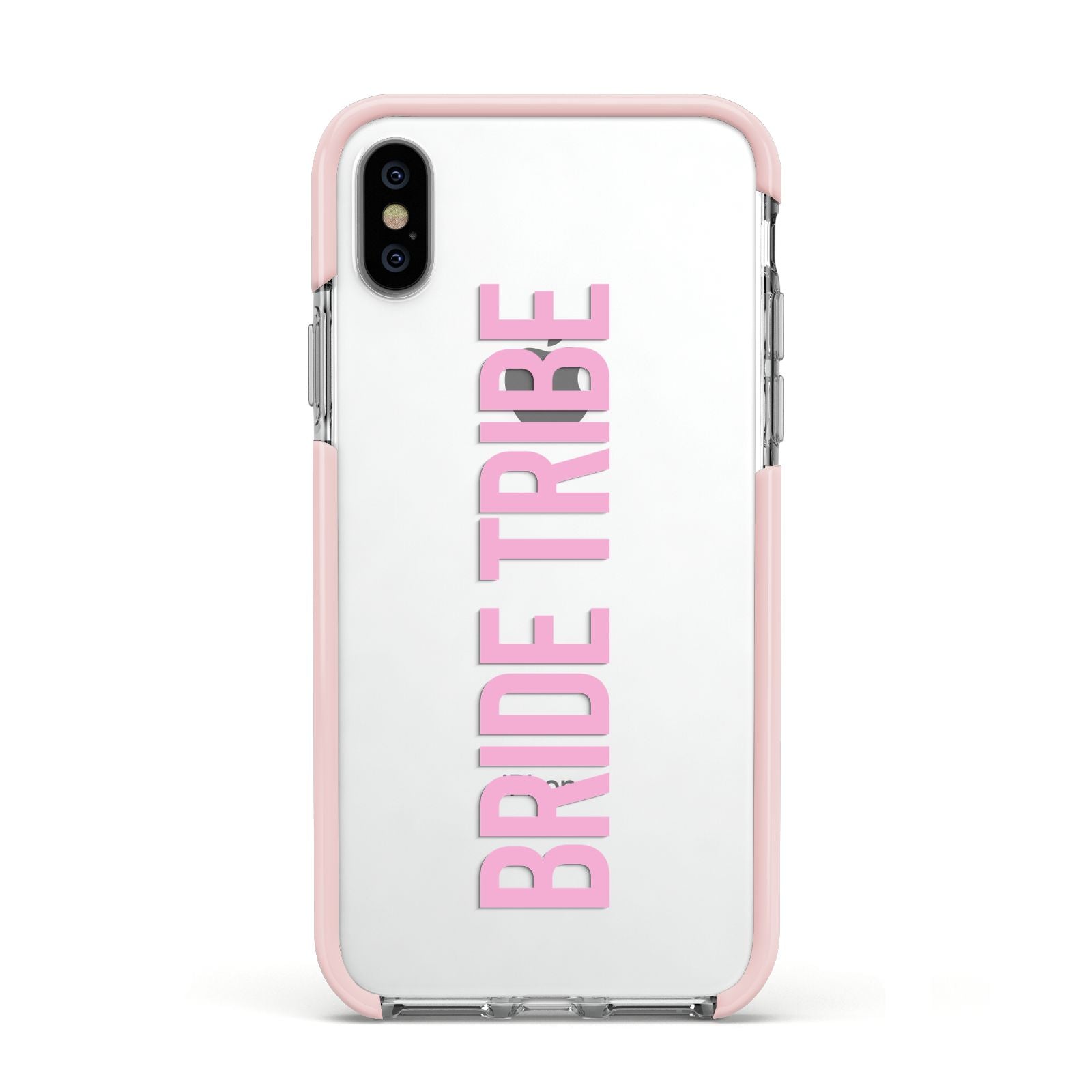 Bride Tribe Apple iPhone Xs Impact Case Pink Edge on Silver Phone