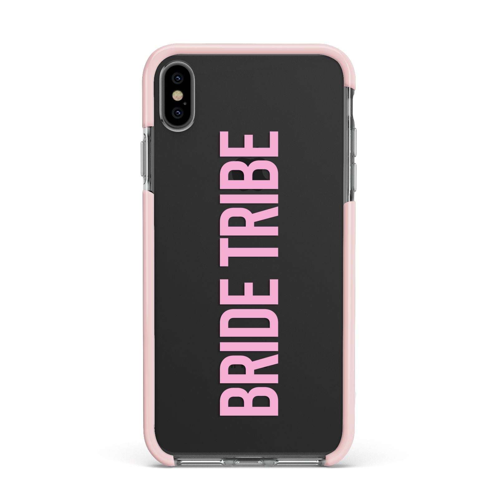 Bride Tribe Apple iPhone Xs Max Impact Case Pink Edge on Black Phone