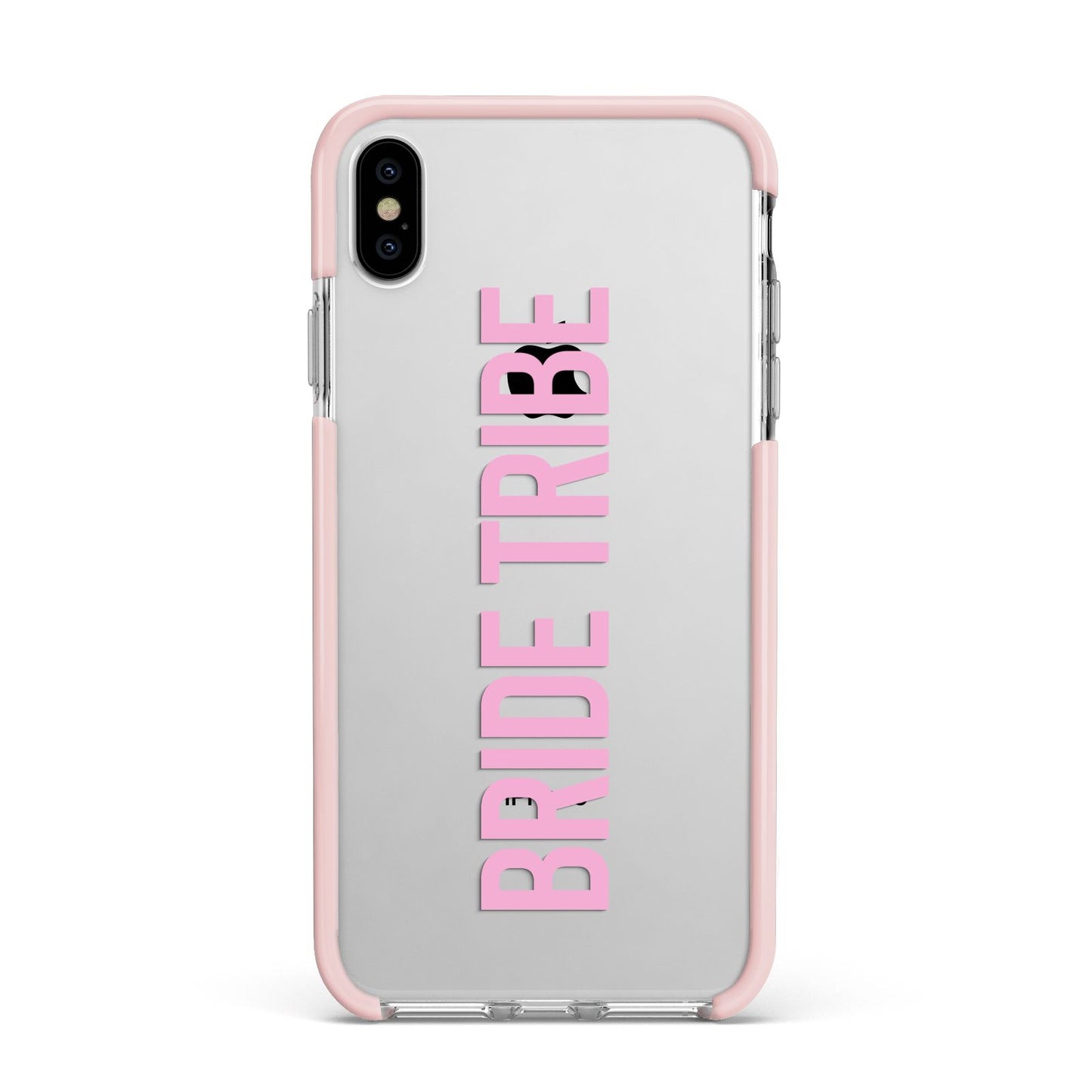 Bride Tribe Apple iPhone Xs Max Impact Case Pink Edge on Silver Phone