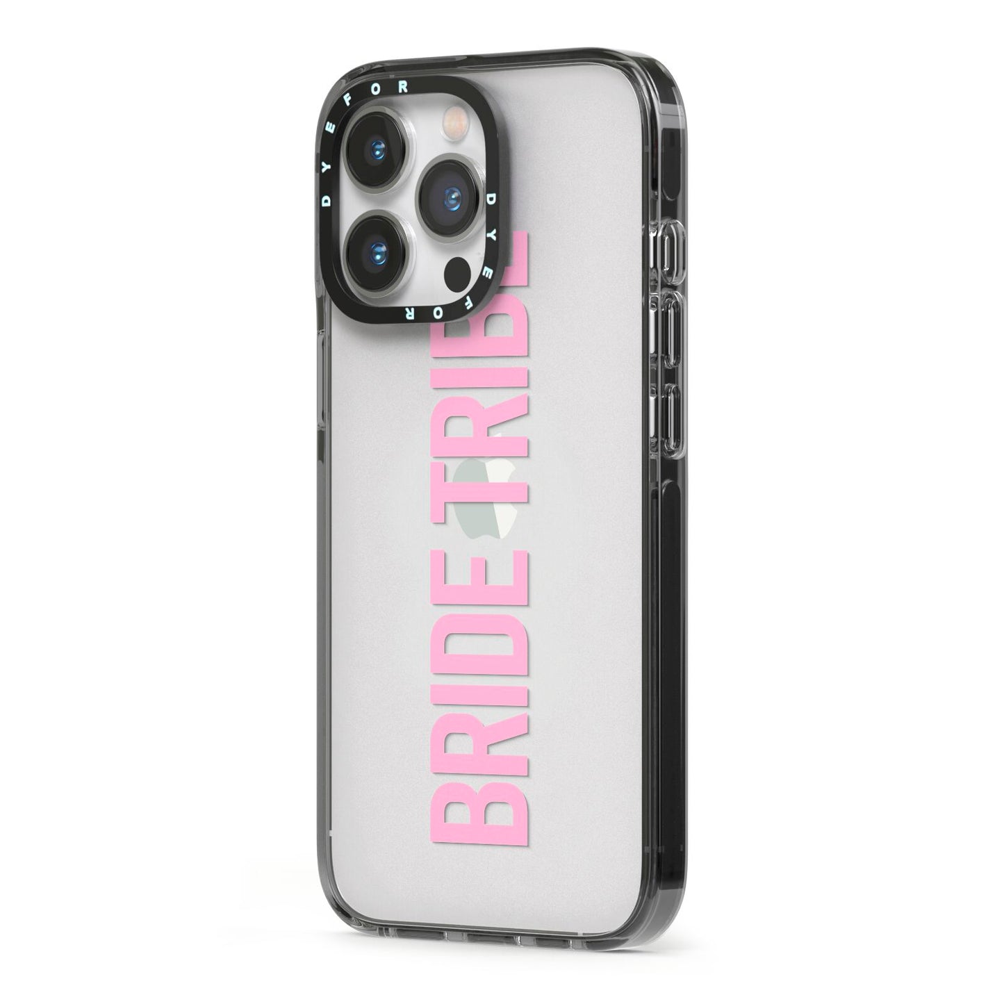 Bride Tribe iPhone 13 Pro Black Impact Case Side Angle on Silver phone