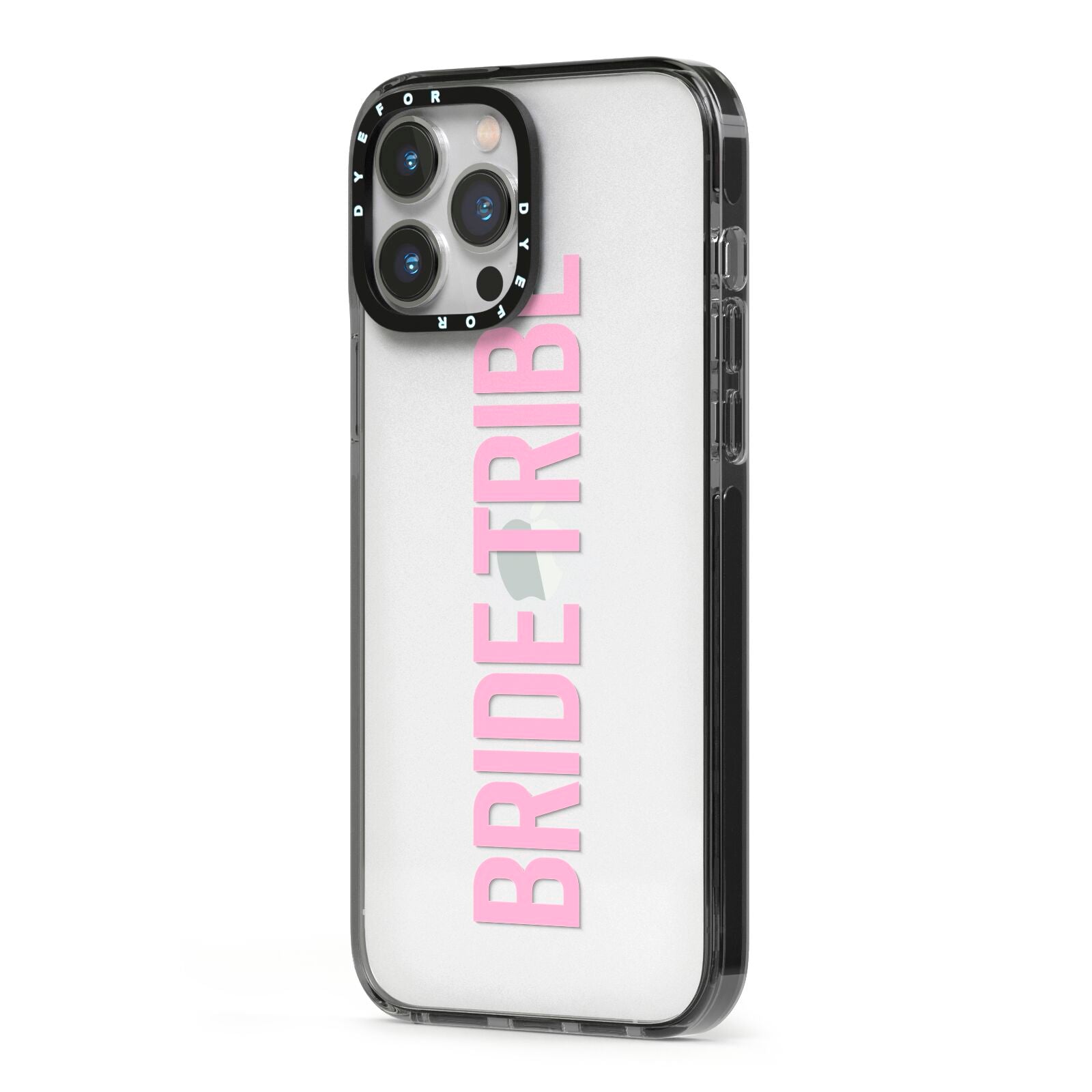 Bride Tribe iPhone 13 Pro Max Black Impact Case Side Angle on Silver phone