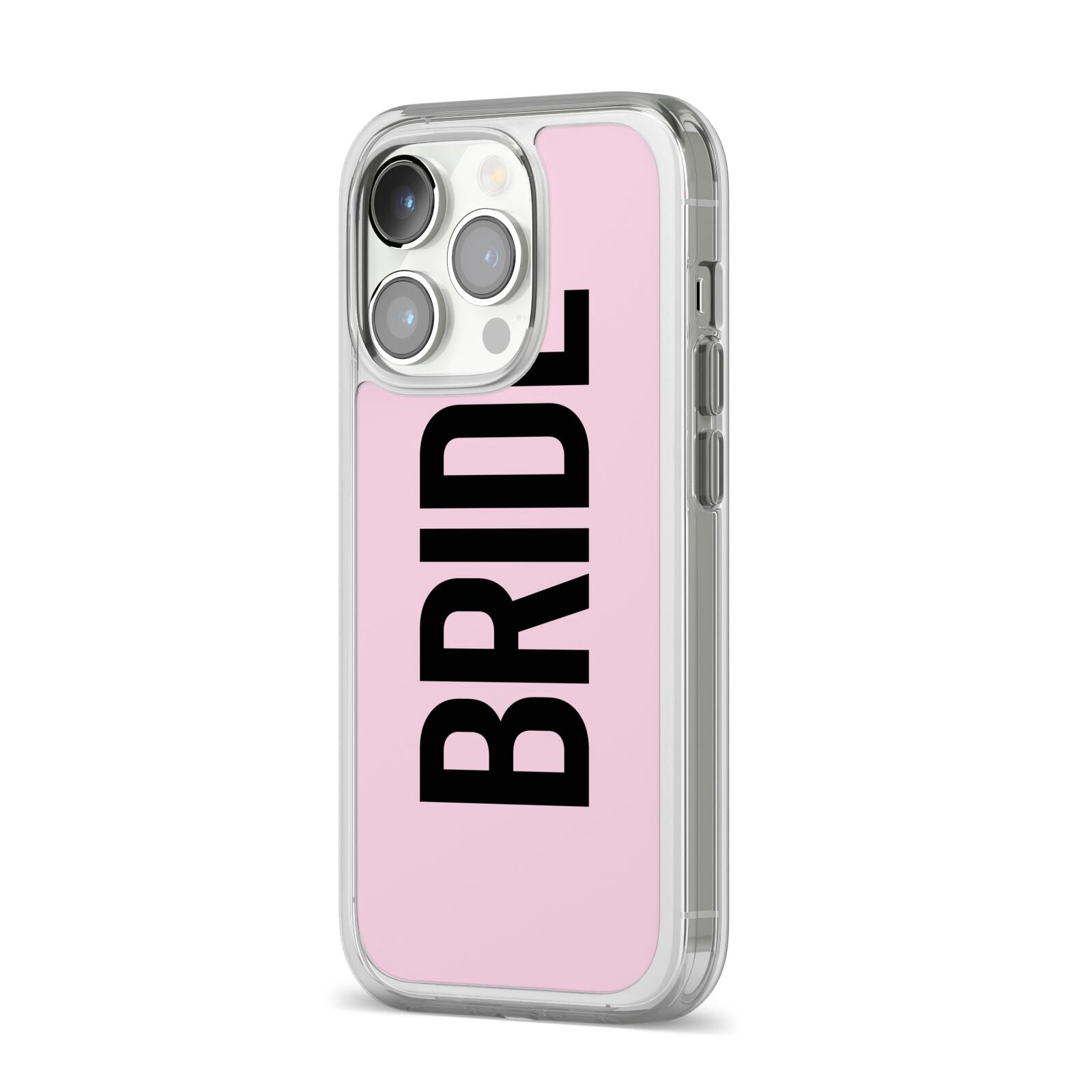 Bride iPhone 14 Pro Clear Tough Case Silver Angled Image