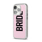 Bride iPhone 14 Pro Glitter Tough Case Silver Angled Image