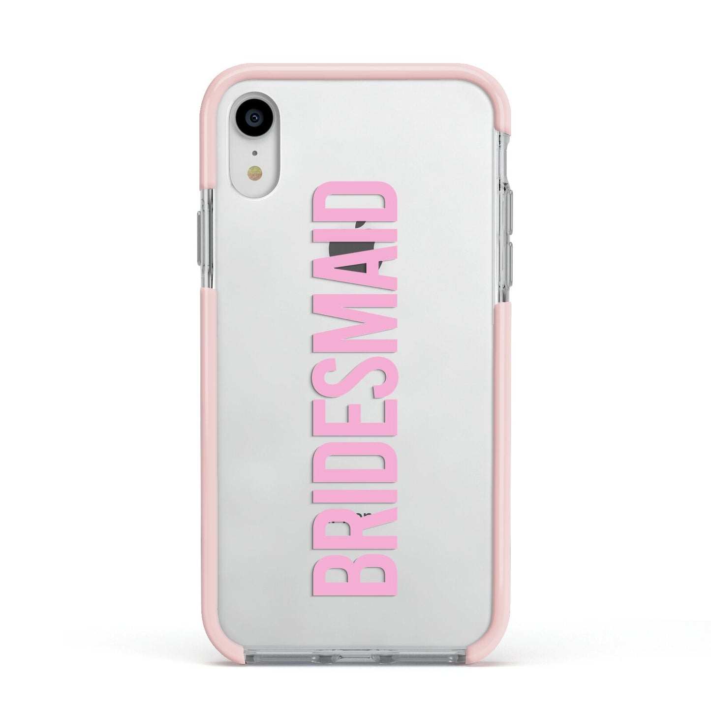 Bridesmaid Apple iPhone XR Impact Case Pink Edge on Silver Phone
