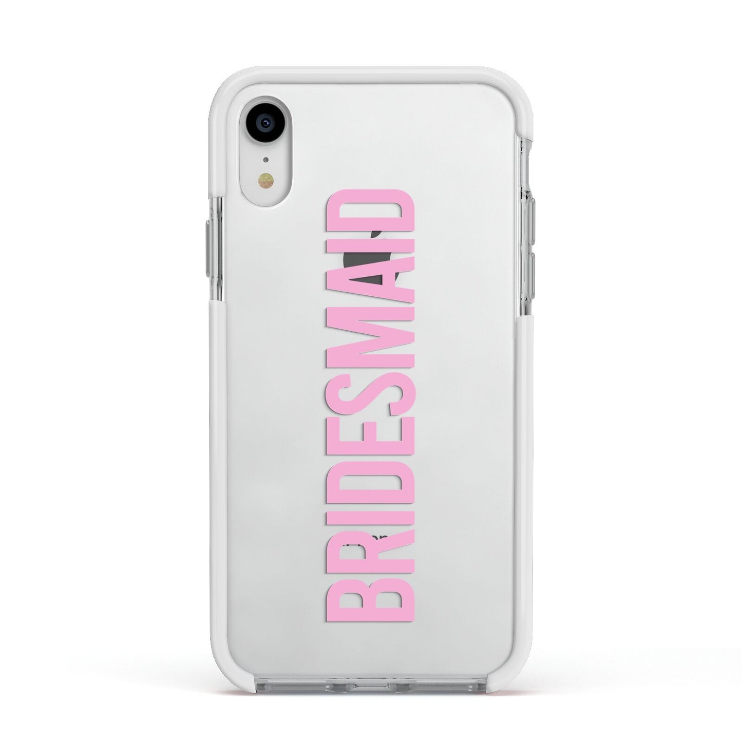 Bridesmaid Apple iPhone XR Impact Case White Edge on Silver Phone