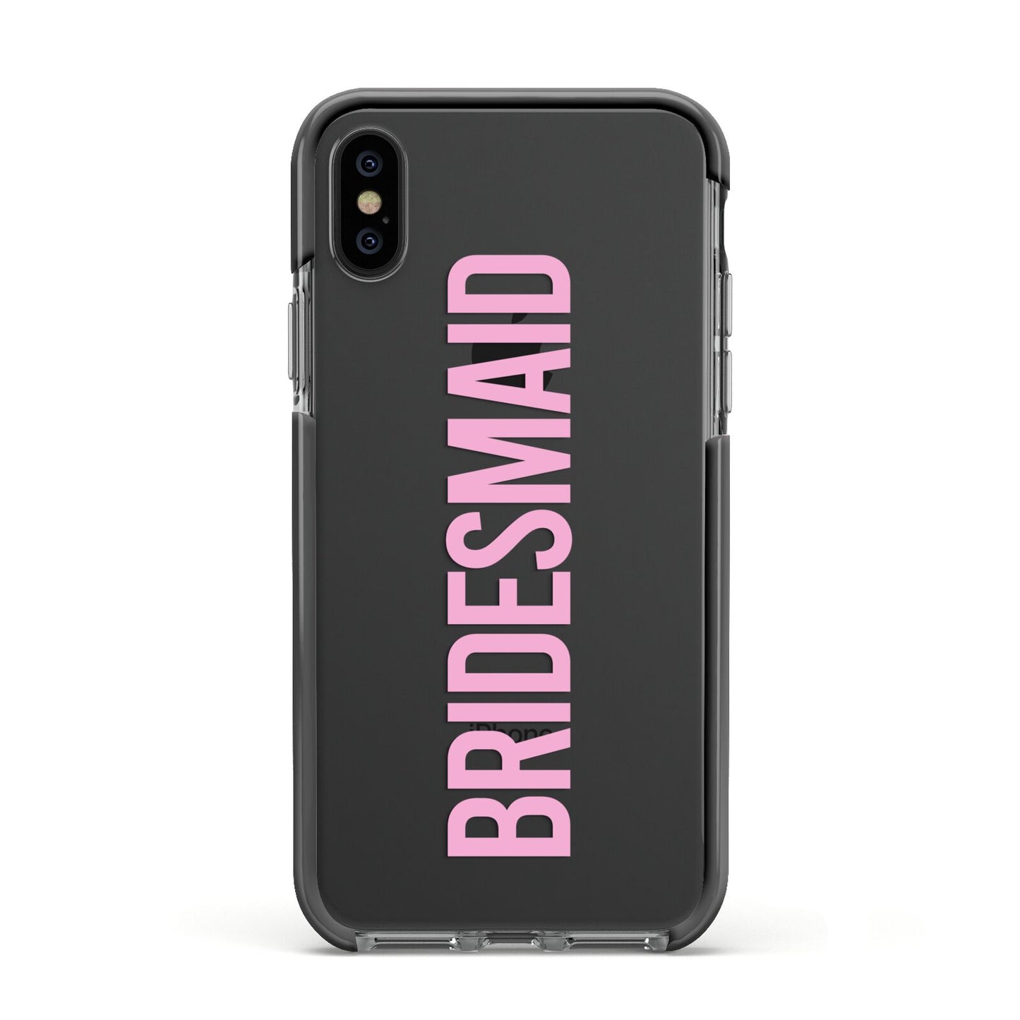 Bridesmaid Apple iPhone Xs Impact Case Black Edge on Black Phone