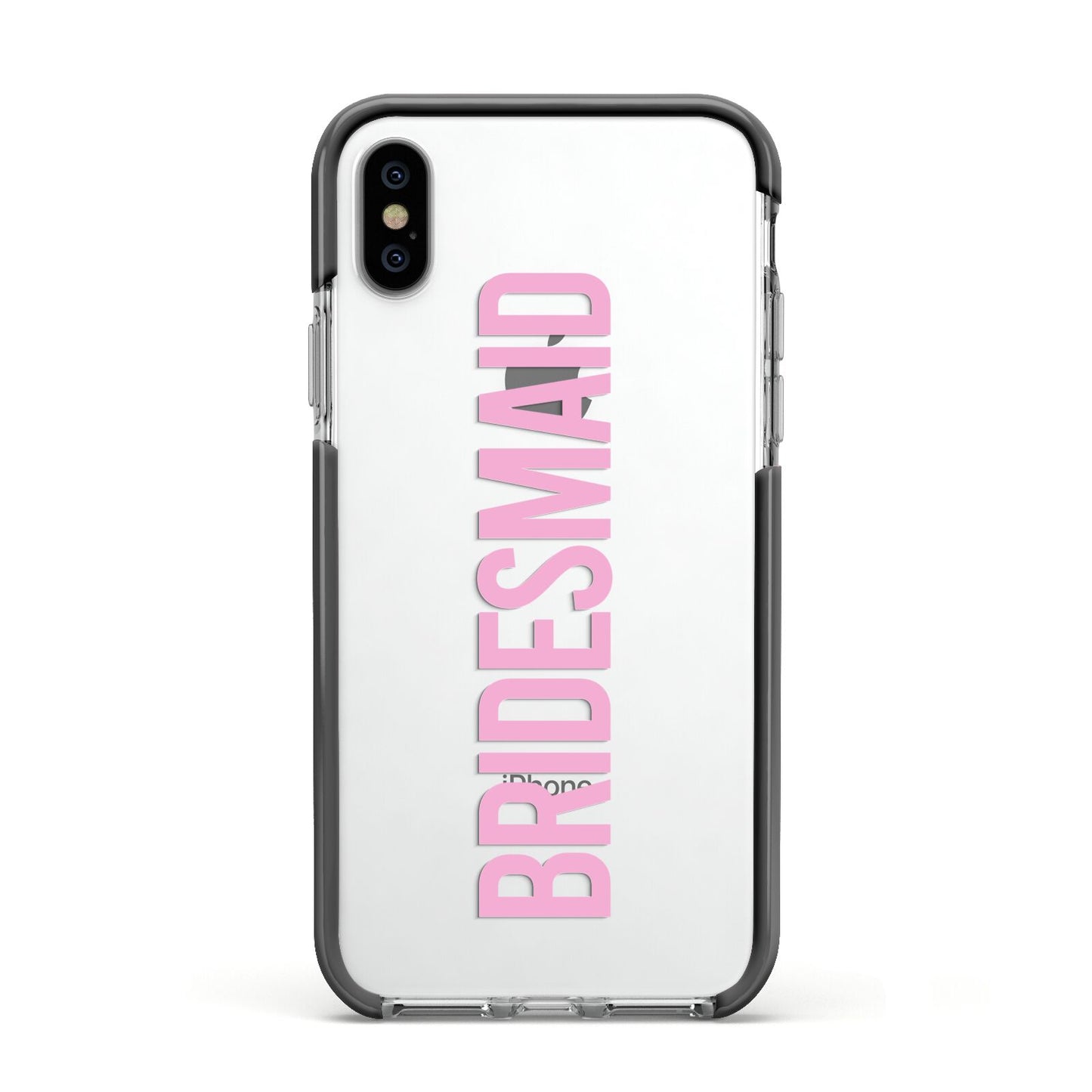 Bridesmaid Apple iPhone Xs Impact Case Black Edge on Silver Phone