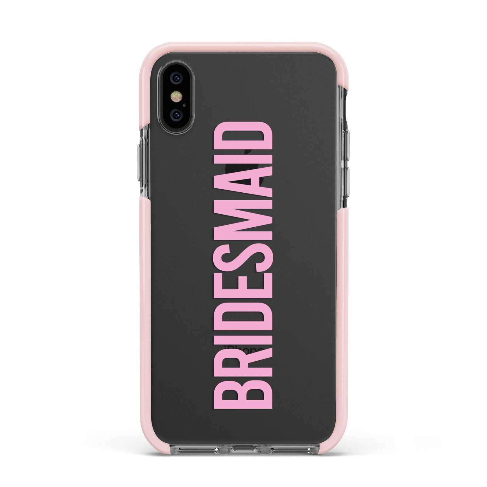 Bridesmaid Apple iPhone Xs Impact Case Pink Edge on Black Phone