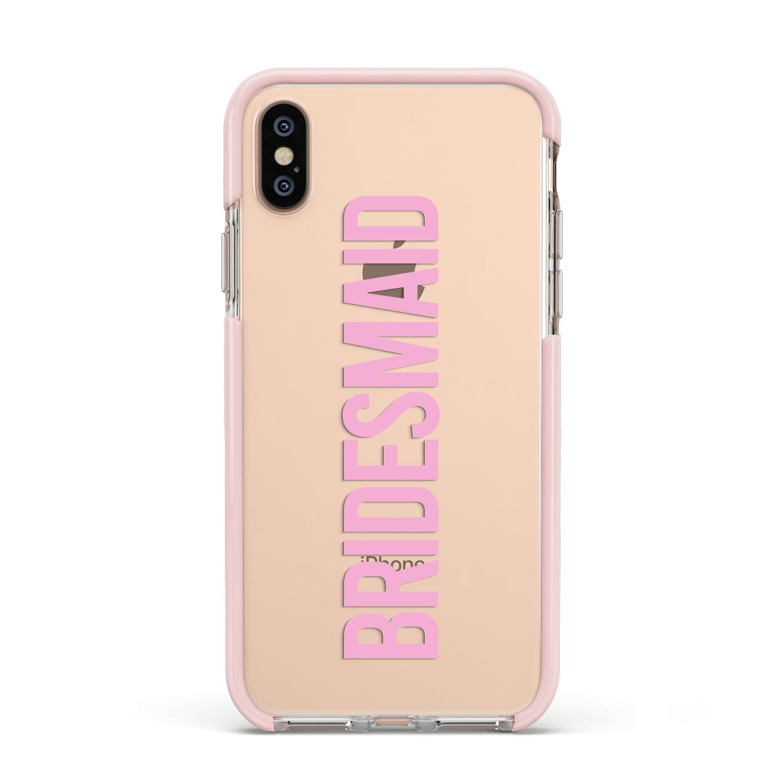 Bridesmaid Apple iPhone Xs Impact Case Pink Edge on Gold Phone