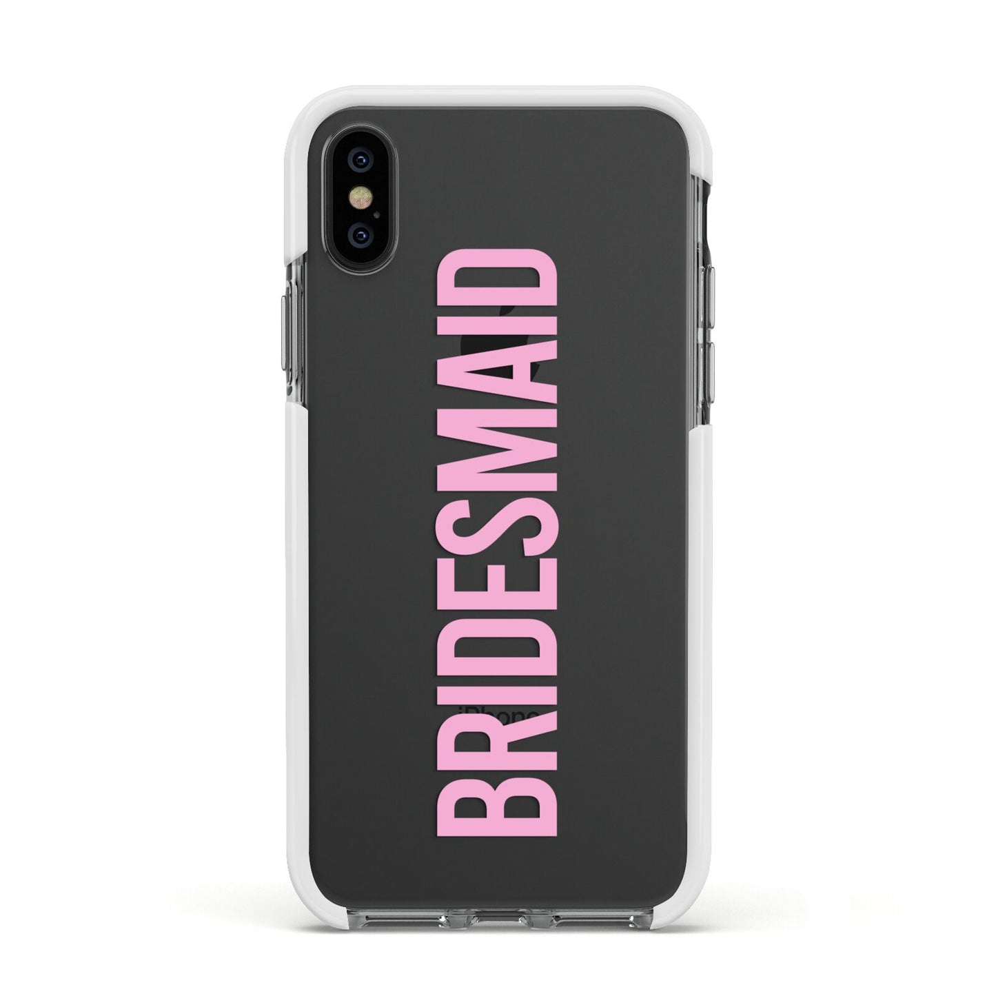 Bridesmaid Apple iPhone Xs Impact Case White Edge on Black Phone