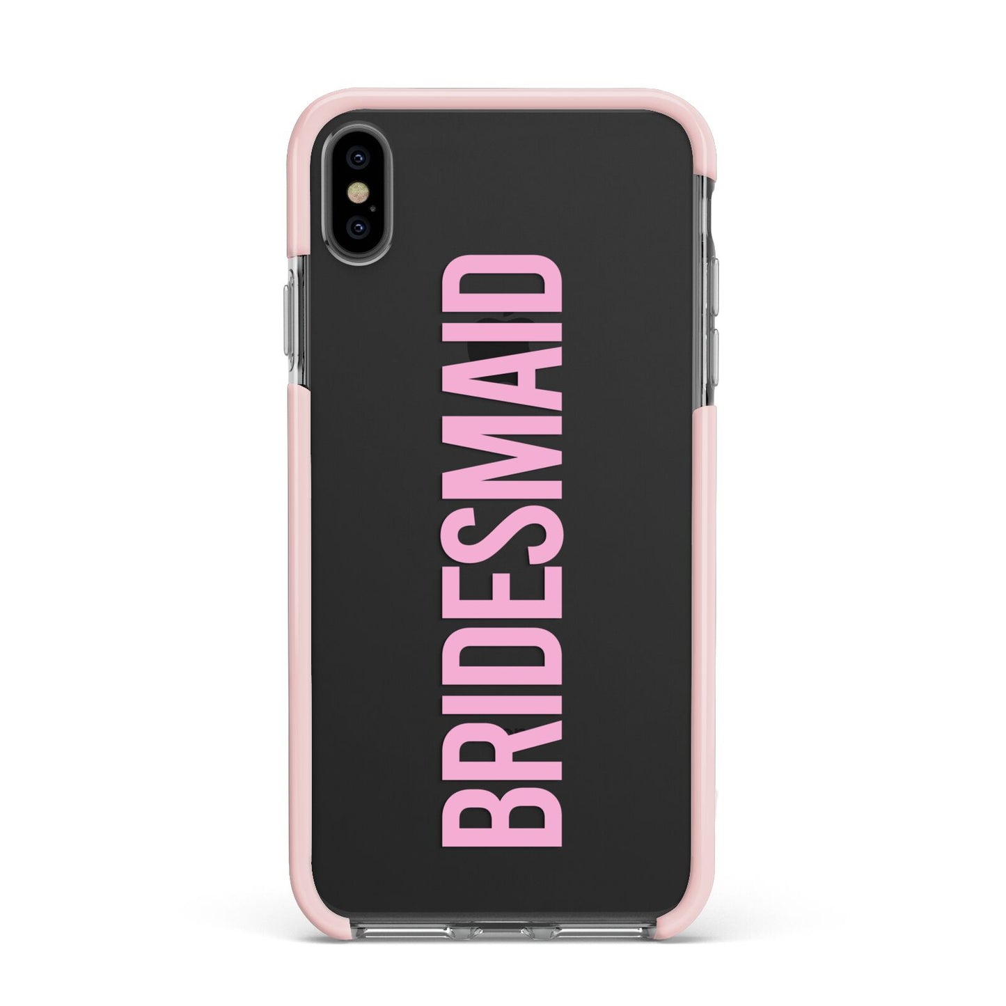 Bridesmaid Apple iPhone Xs Max Impact Case Pink Edge on Black Phone