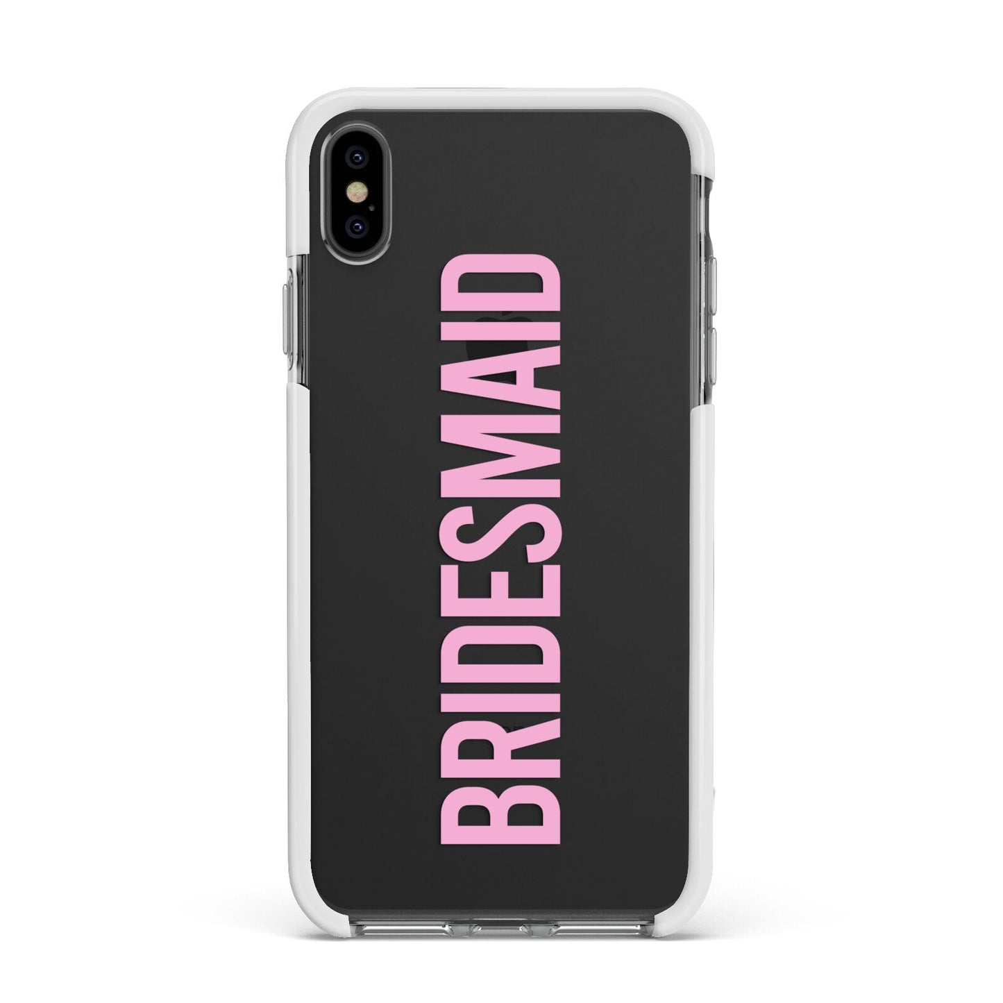 Bridesmaid Apple iPhone Xs Max Impact Case White Edge on Black Phone