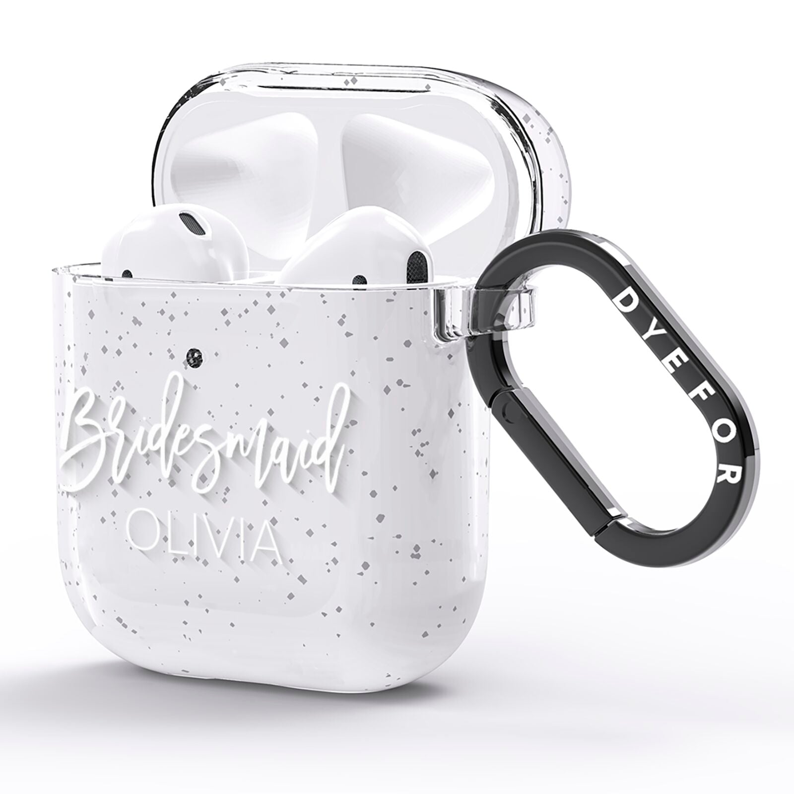Bridesmaid Personalised AirPods Glitter Case Side Image