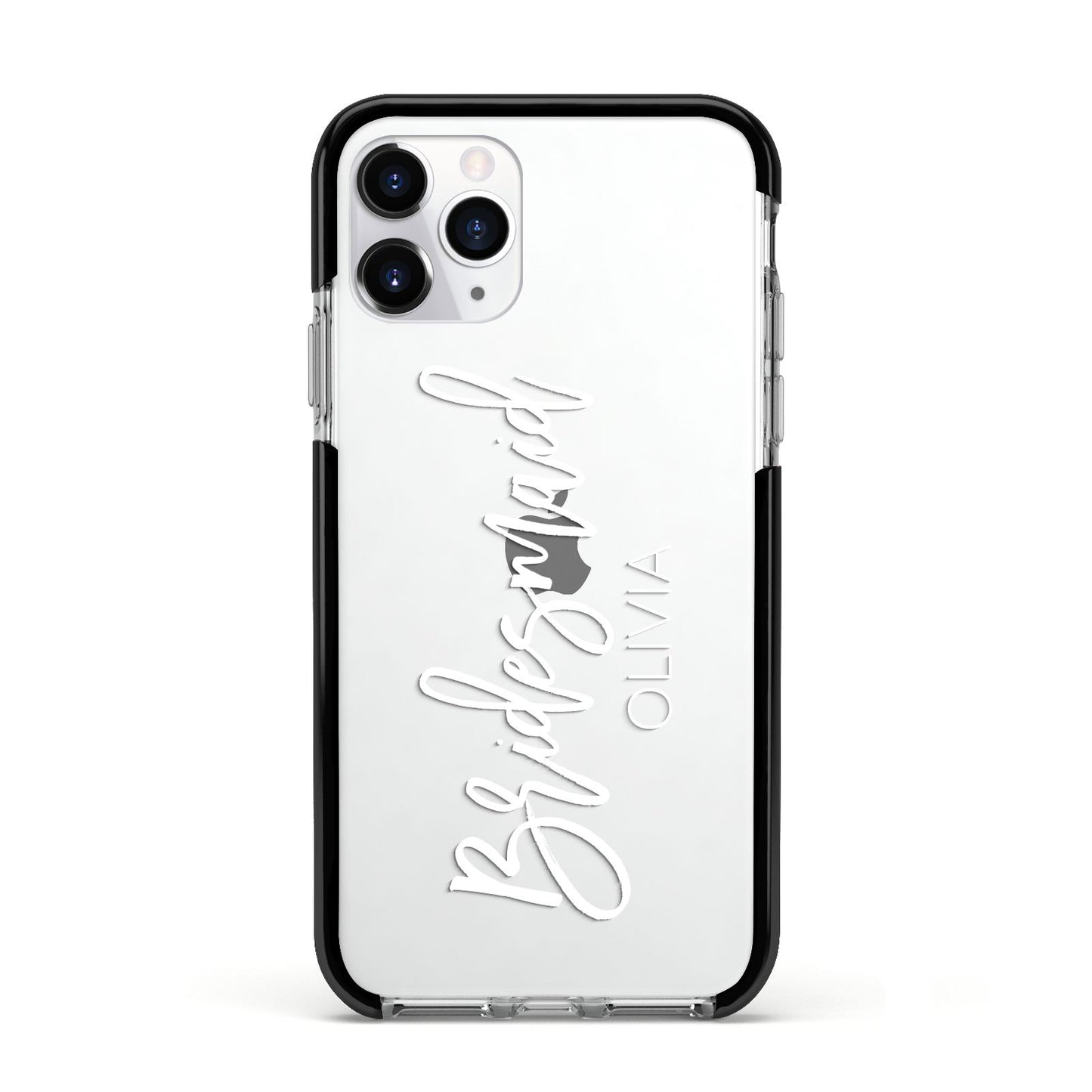 Bridesmaid Personalised Apple iPhone 11 Pro in Silver with Black Impact Case