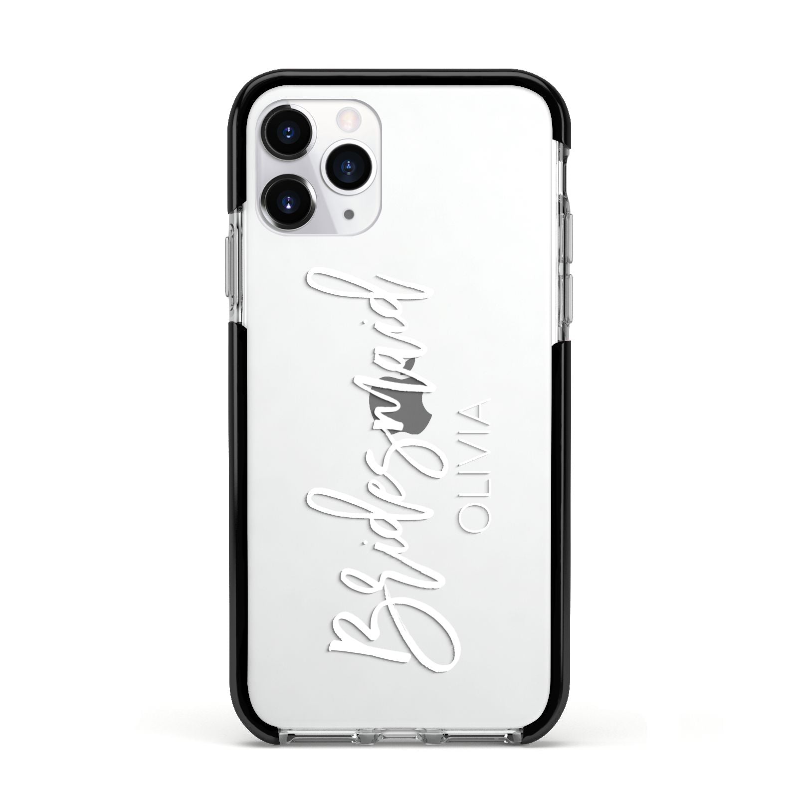Bridesmaid Personalised Apple iPhone 11 Pro in Silver with Black Impact Case