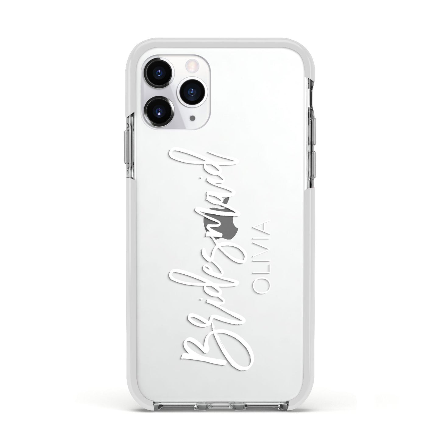 Bridesmaid Personalised Apple iPhone 11 Pro in Silver with White Impact Case