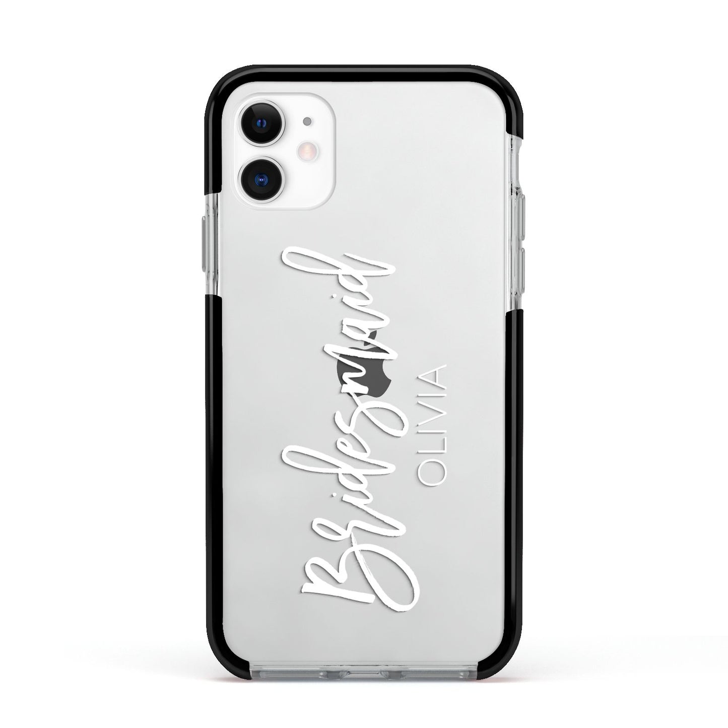 Bridesmaid Personalised Apple iPhone 11 in White with Black Impact Case
