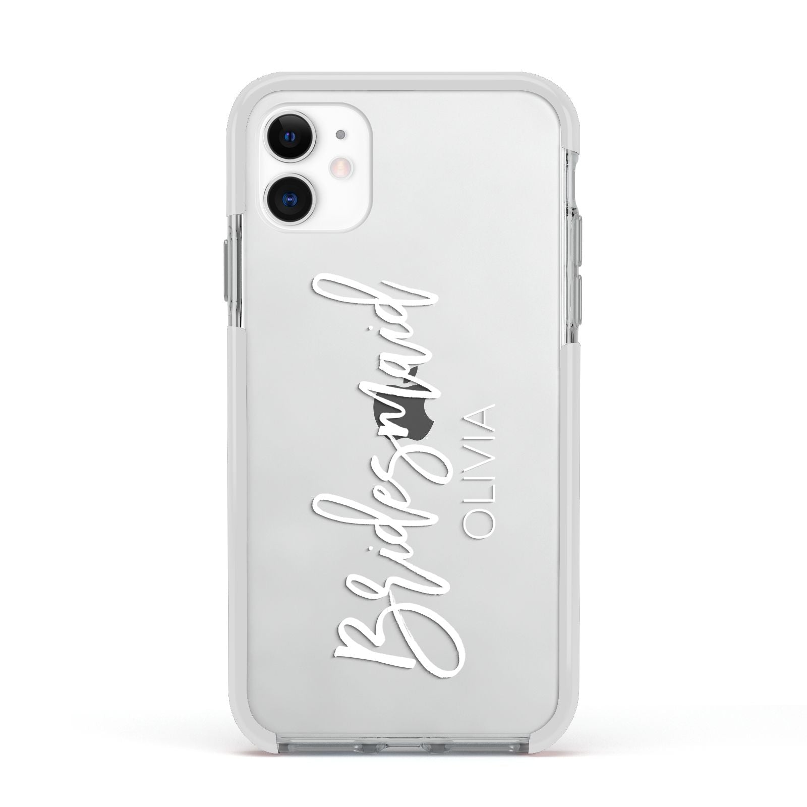 Bridesmaid Personalised Apple iPhone 11 in White with White Impact Case