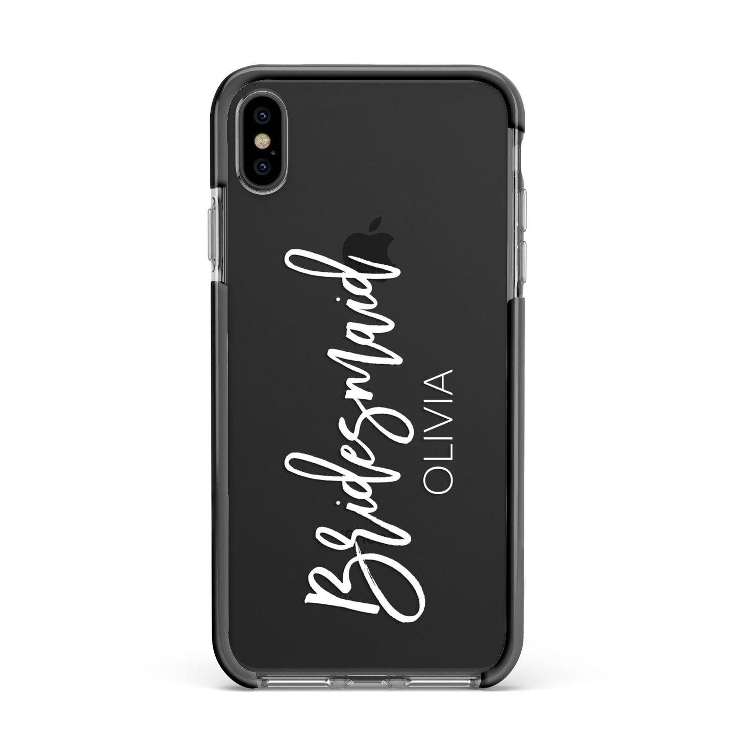Bridesmaid Personalised Apple iPhone Xs Max Impact Case Black Edge on Black Phone