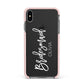 Bridesmaid Personalised Apple iPhone Xs Max Impact Case Pink Edge on Black Phone