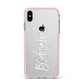 Bridesmaid Personalised Apple iPhone Xs Max Impact Case Pink Edge on Silver Phone
