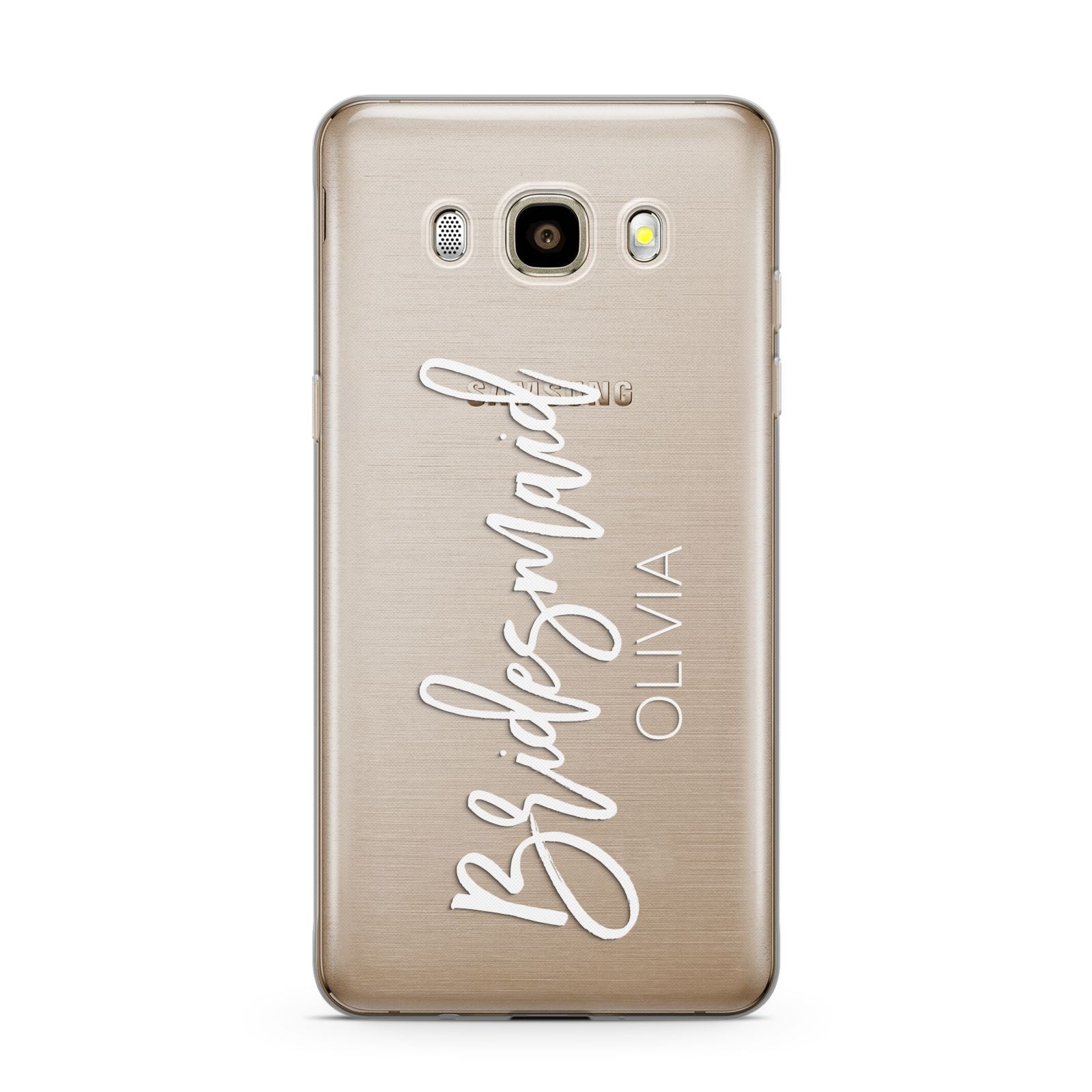 Bridesmaid Personalised Samsung Galaxy J7 2016 Case on gold phone