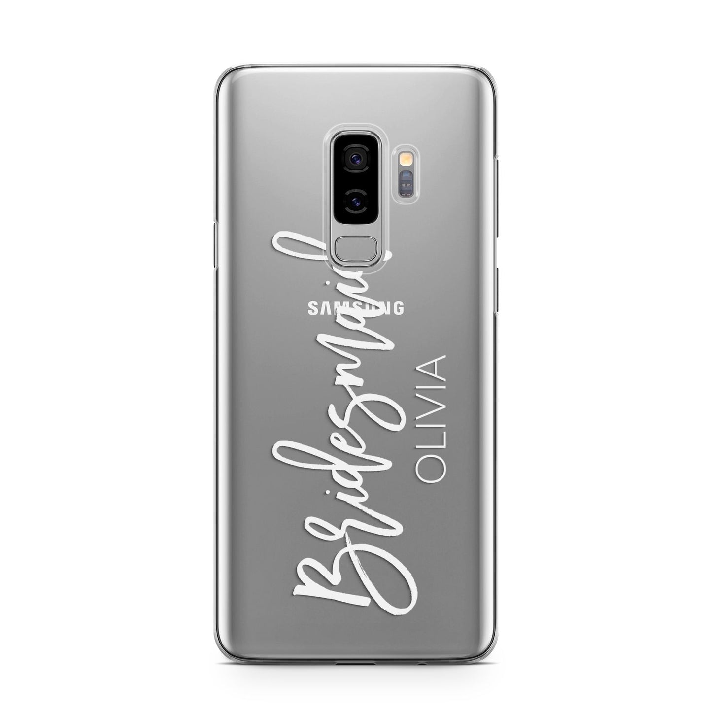 Bridesmaid Personalised Samsung Galaxy S9 Plus Case on Silver phone